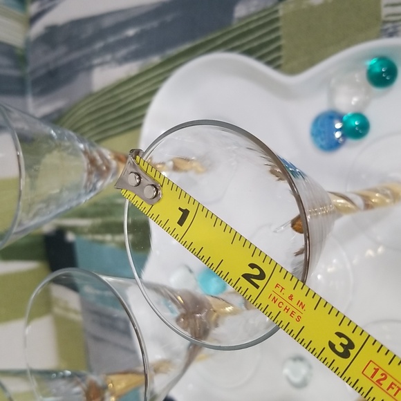 5 Vtg Aperitif Glasses With Gold Ribbon Stems - Picture 5 of 9